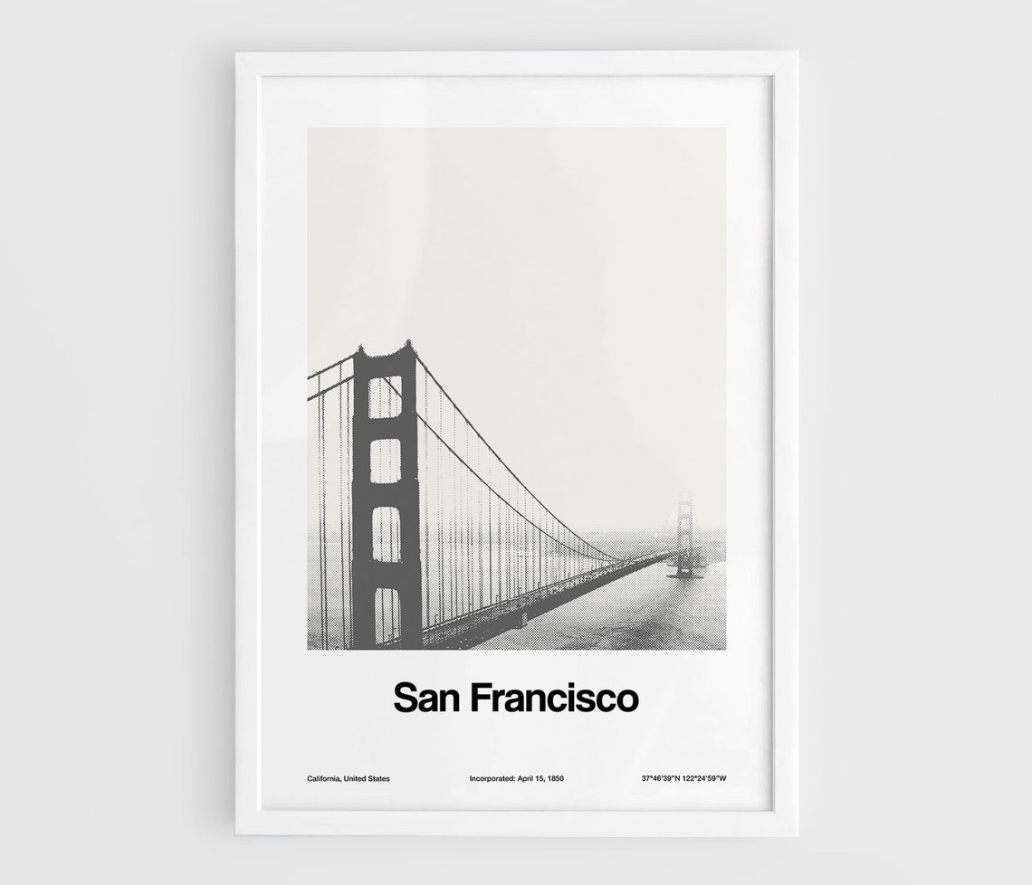 San Francisco Golden Gate Skyline Minimalist Art Print