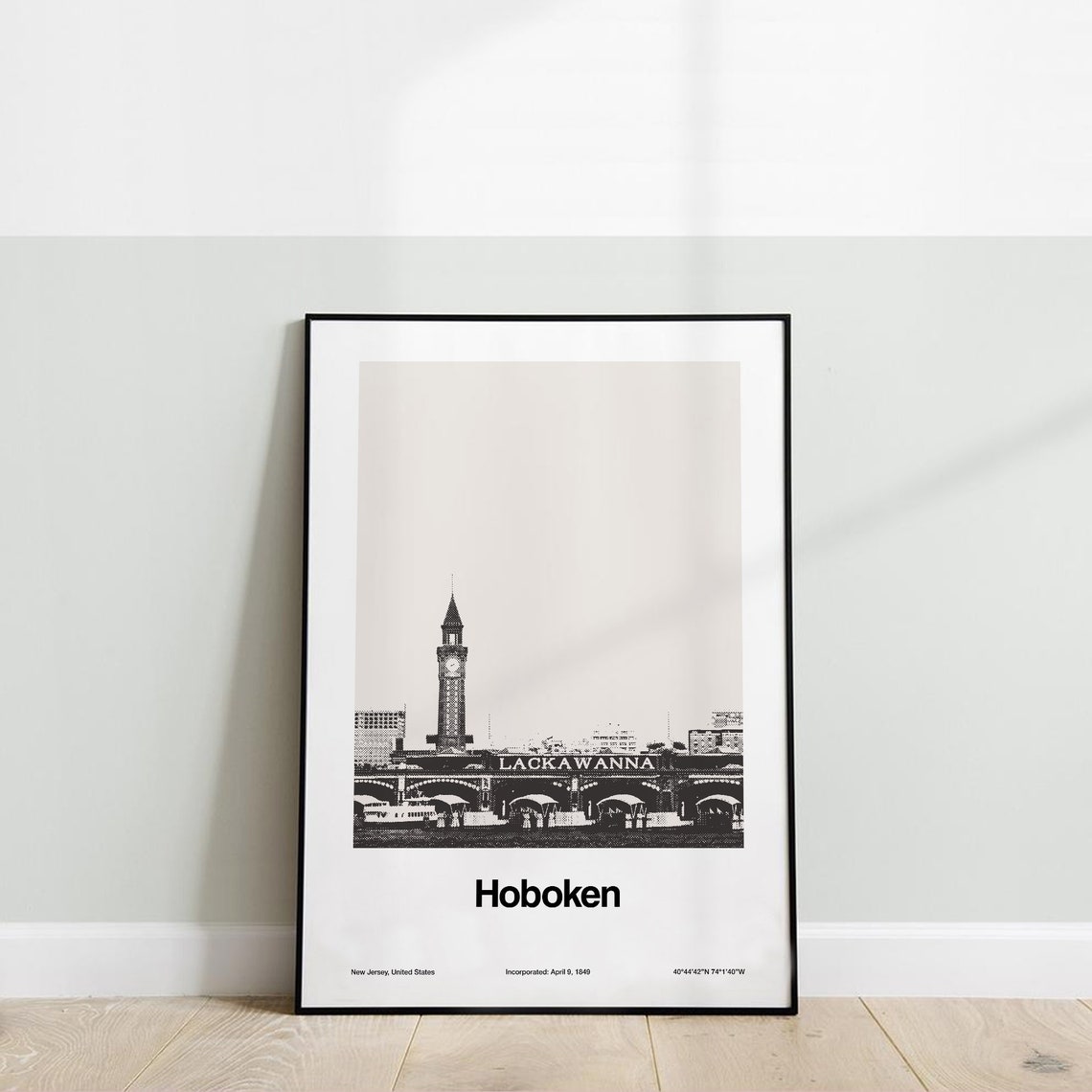 Hoboken New Jersey Minimalist Hudson River Art Print - Image 2