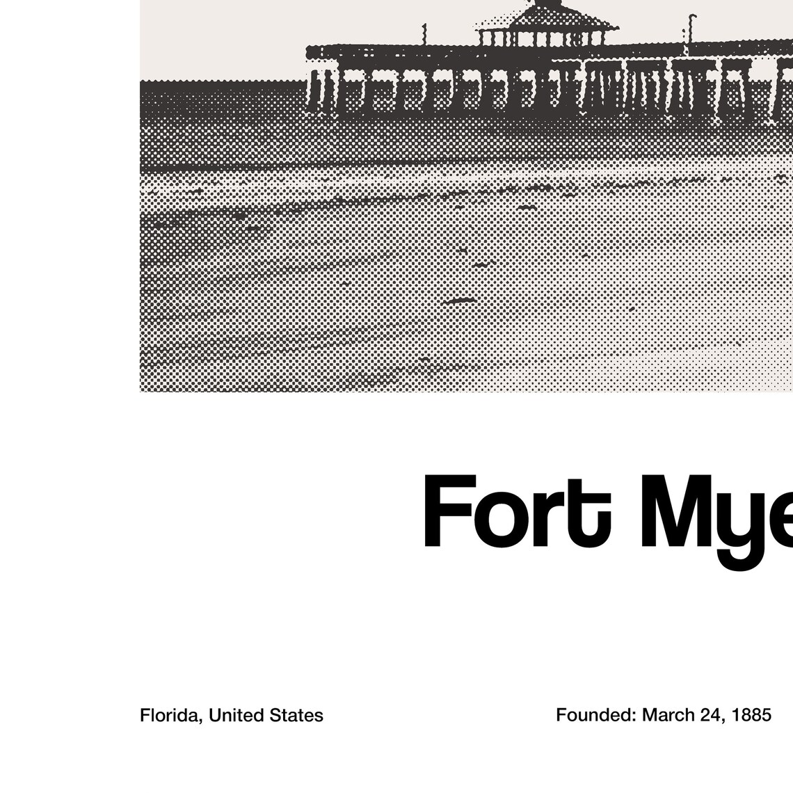 Fort Myers Pier, Florida Minimalist Art Print - Image 3