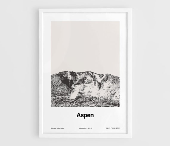 Aspen Mountain Black And White Wall Art, Minimalist