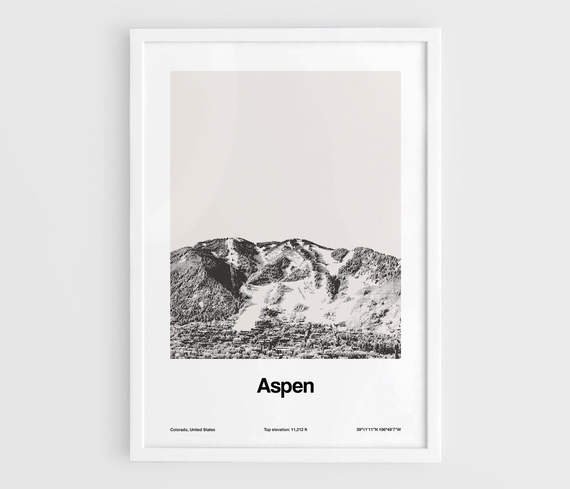 Aspen Mountain Black And White Wall Art, Minimalist