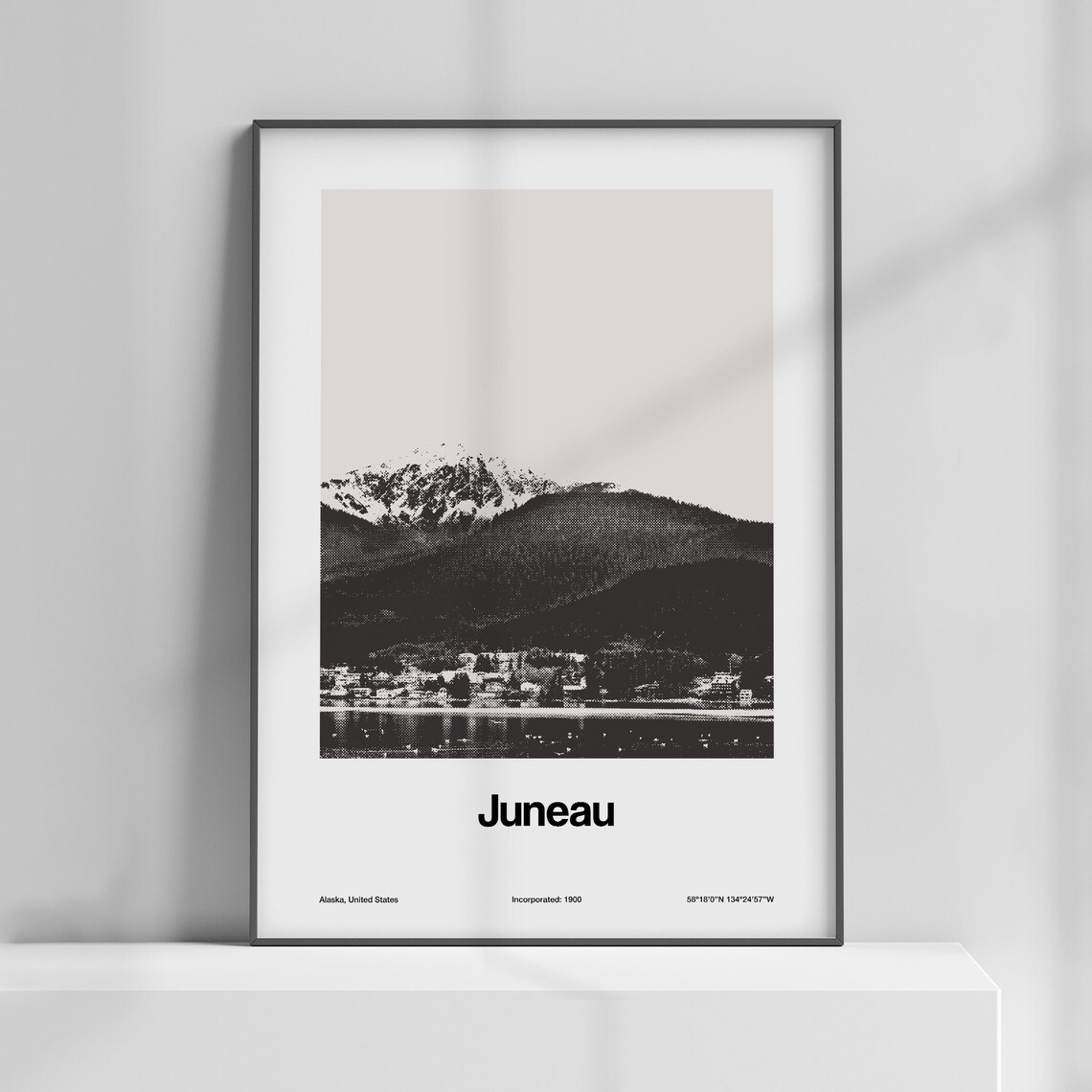 Juneau Alaska Skyline Poster, Minimalist City Print - Image 3
