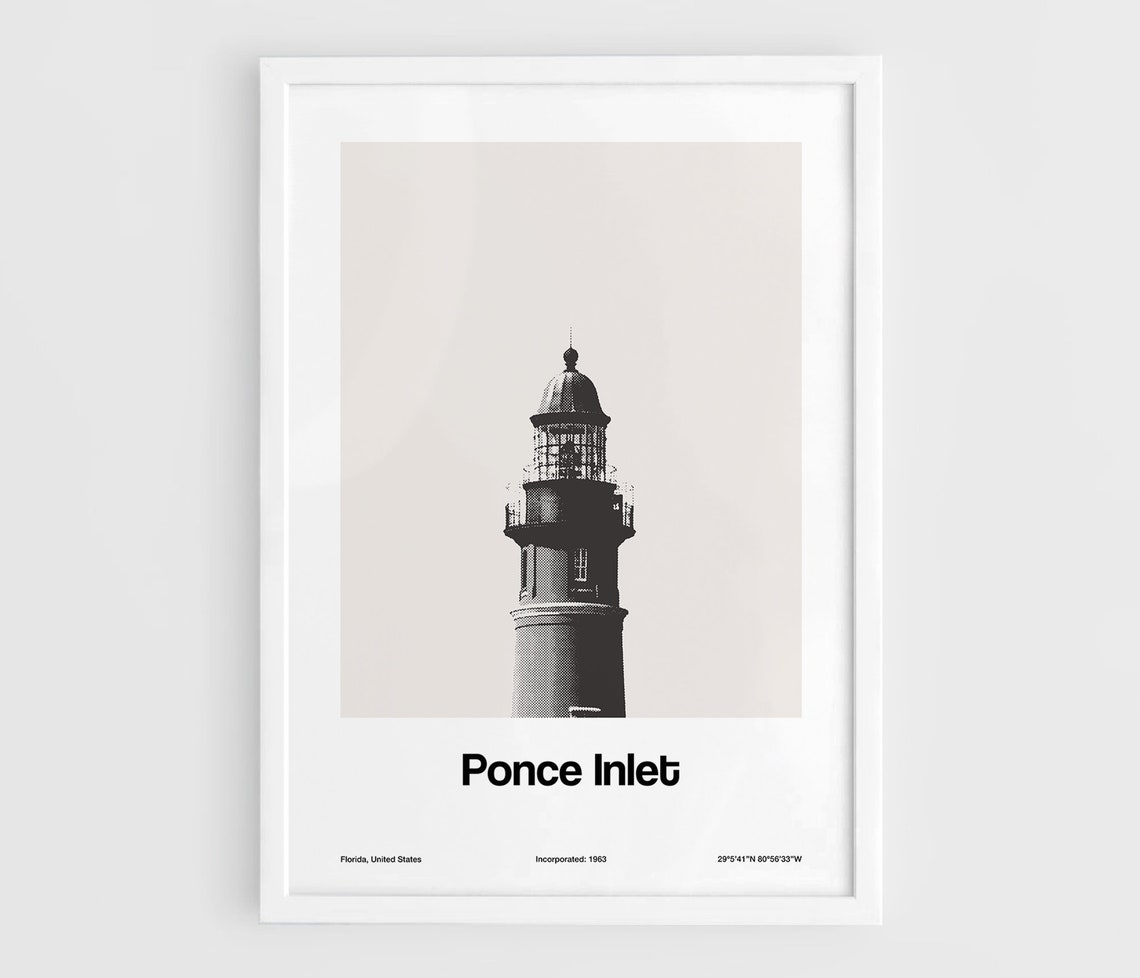 Ponce De Leon Inlet Light, Florida Minimalist Art Print