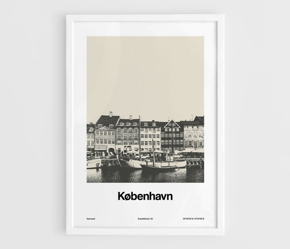 Copenhagen Nyhavn Skyline, Minimalist Art Print