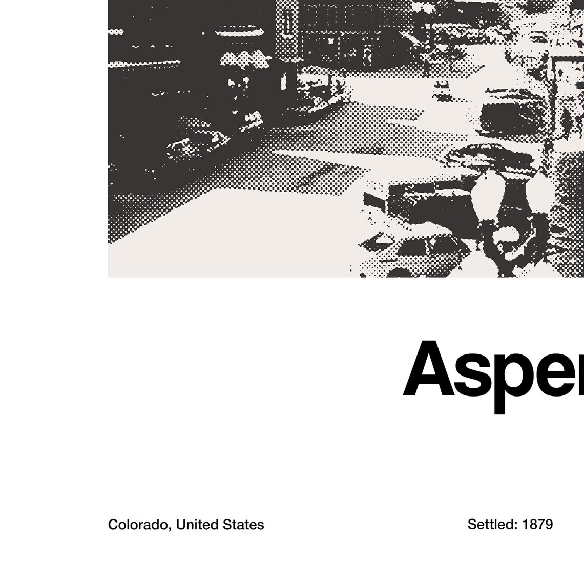 Aspen, Colorado Minimalist Black and White Art Print - Image 2
