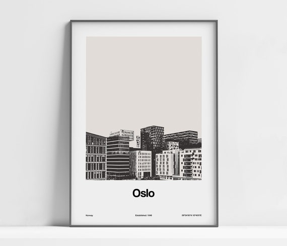 Oslo Bjørvika Skyline, Minimalist Travel Poster