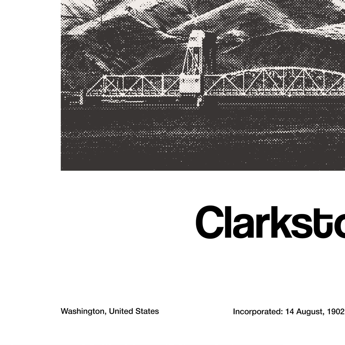 Clarkston Washington Minimalist Art Print, Interstate Bridge - Image 2