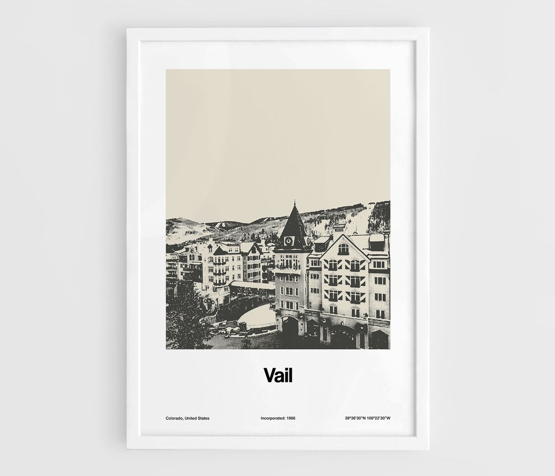 Vail Colorado Skyline, Minimalist Poster Print