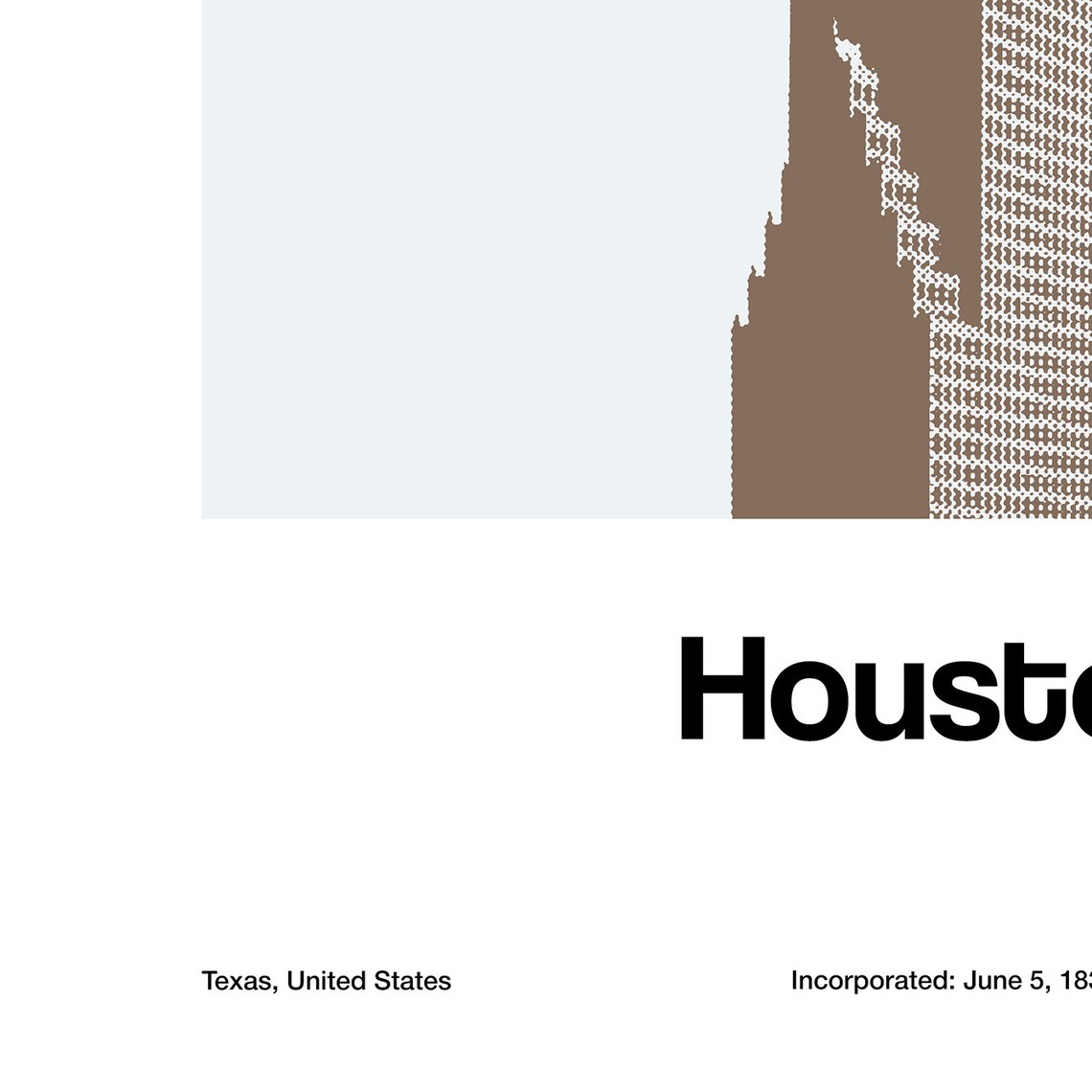 Houston Skyscrapers Minimalist City Print, Texas Skyline - Image 2