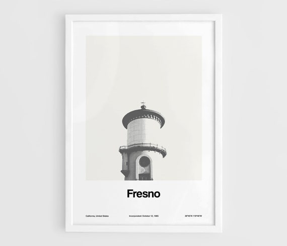 Fresno California Poster, Minimalist Travel Poster