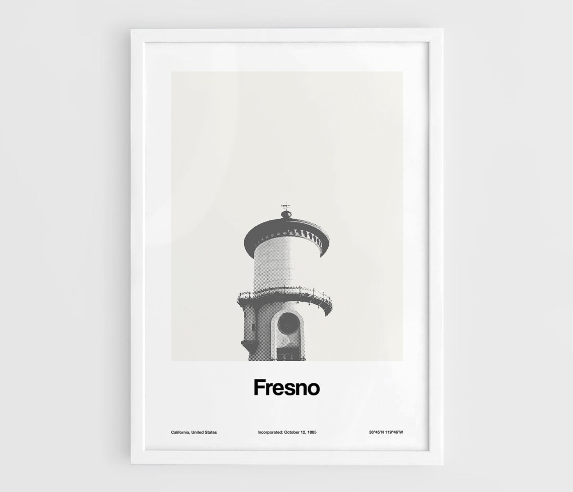 Fresno California Poster, Minimalist Travel Poster