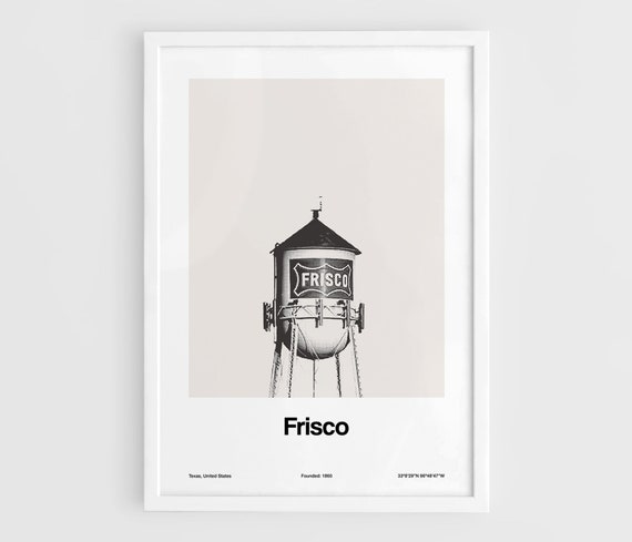 Frisco Texas Downtown Water Tower, Minimalist Art Print