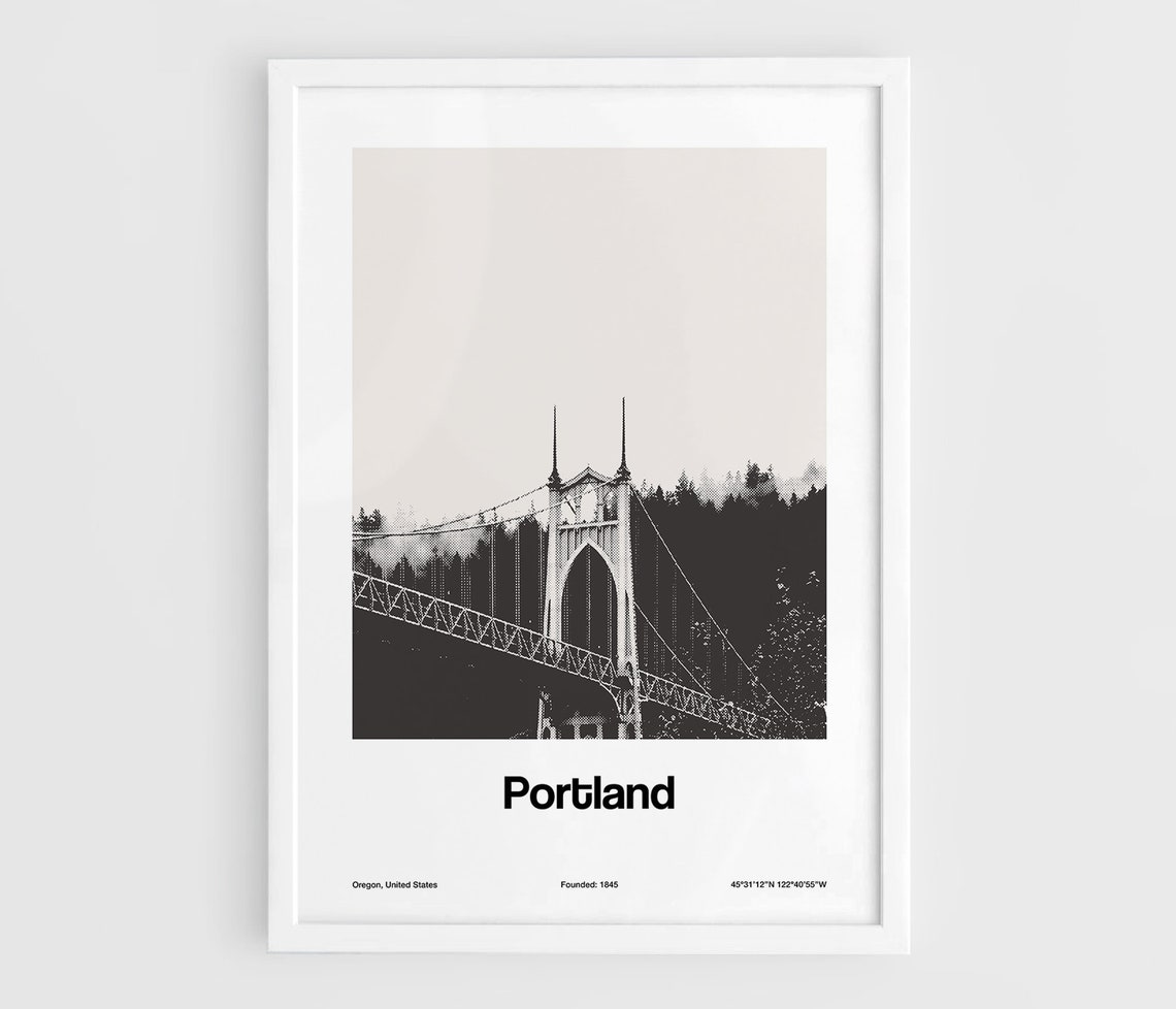 Portland, Oregon St Johns Bridge Minimalist Art Print