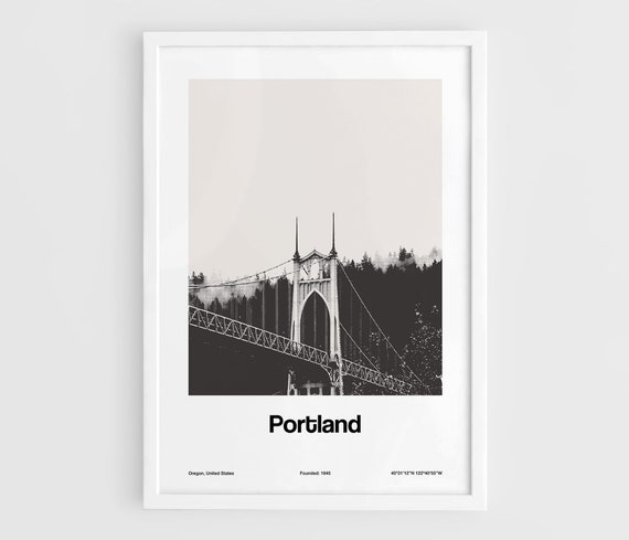 Portland, Oregon St Johns Bridge Minimalist Art Print