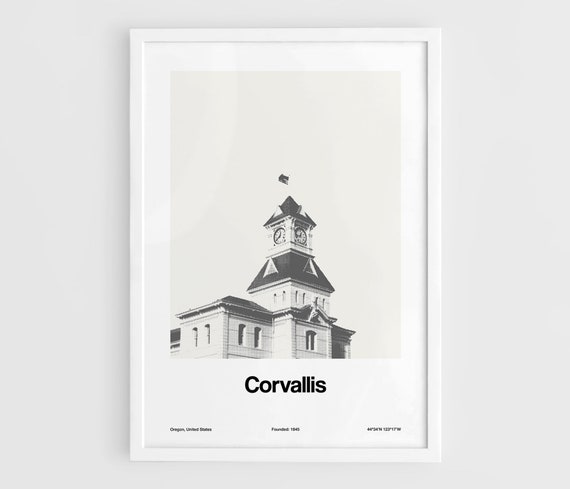 Corvallis, Oregon Minimalist Town Poster Print