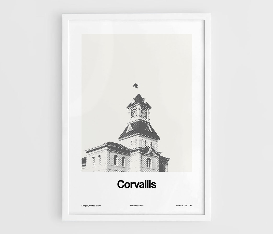 Corvallis, Oregon Minimalist Town Poster Print
