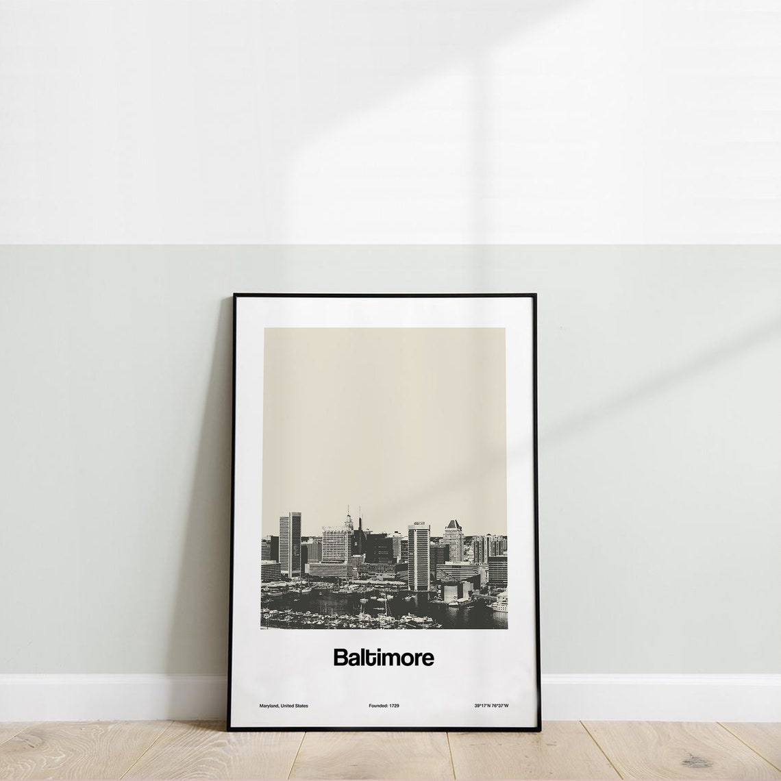 Baltimore Inner Harbor, Maryland Minimalist Art Print - Image 2