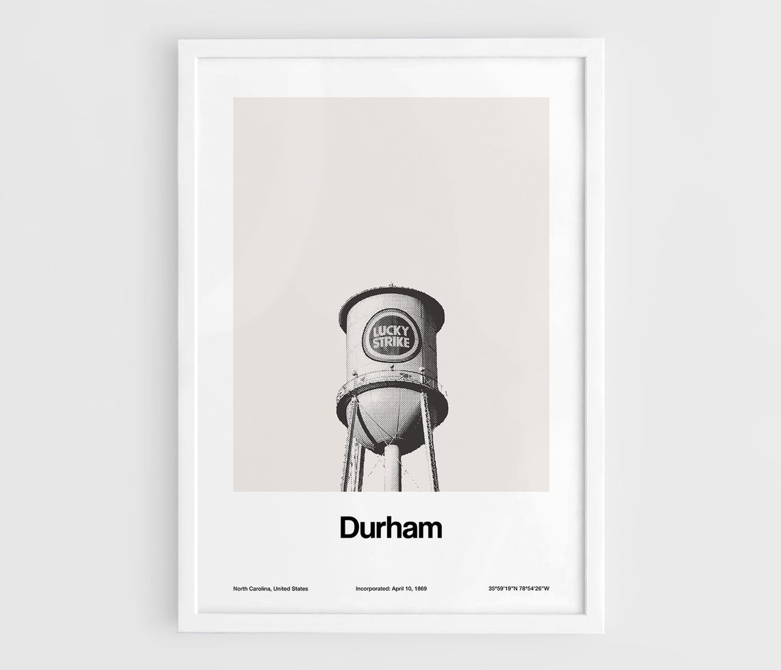 Downtown Durham Poster Print, North Carolina Skyline