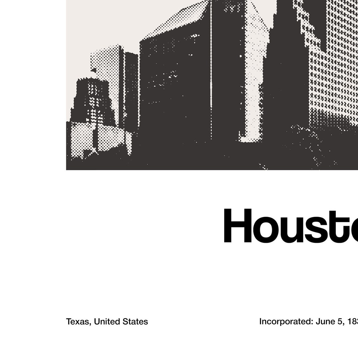Houston Skyline, Houston TX Minimalist City Print - Image 2