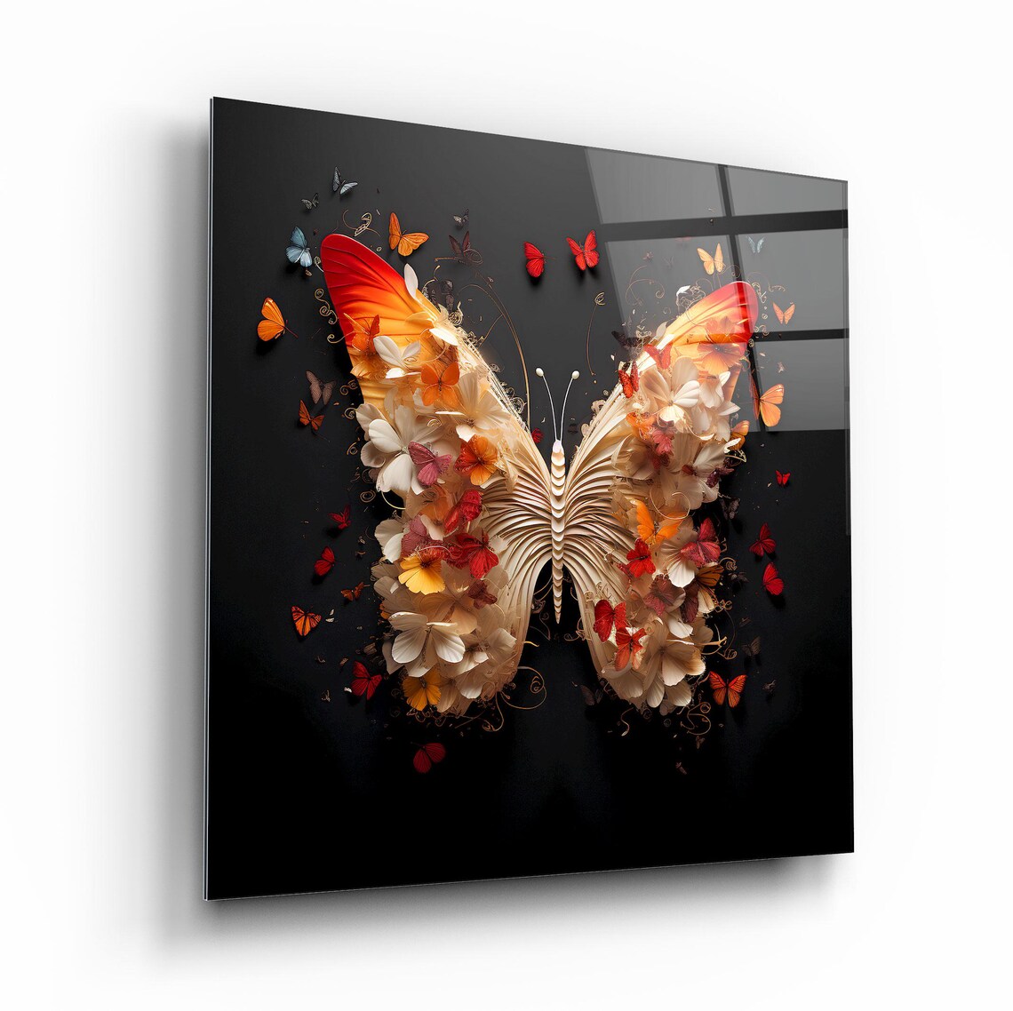 Elegant Butterfly Portrait Wall Art Tempered Glass Print Modern Nature Wall Decor Luxury Glass Wall Art For Home And Office - Image 2