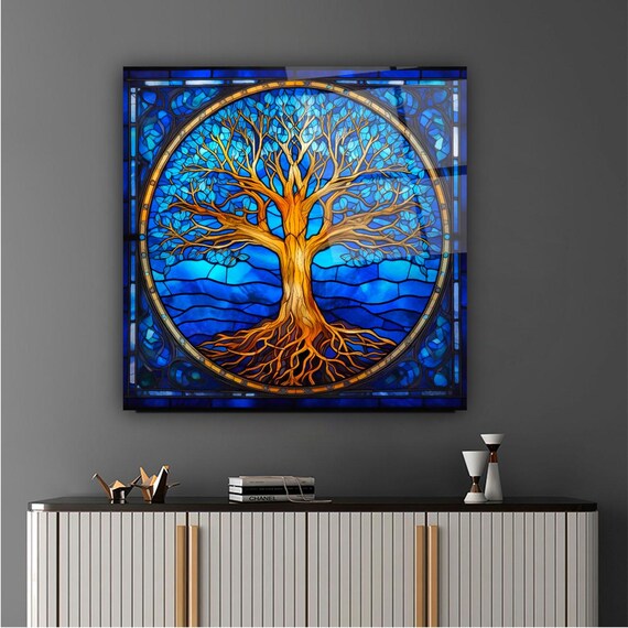 Majestic Tree Of Life Wall Art Tempered Glass Print Modern Nature Wall Decor Luxury Glass Wall Art For Home And Office