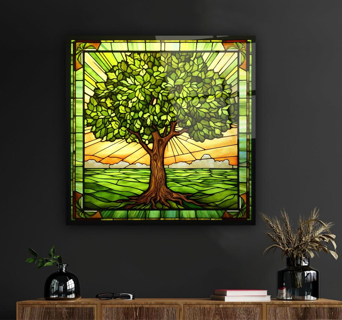 Elegant Tree Of Life Wall Art Tempered Glass Print Modern Nature Wall Decor Luxury Glass Wall Art For Home And Office - Image 3