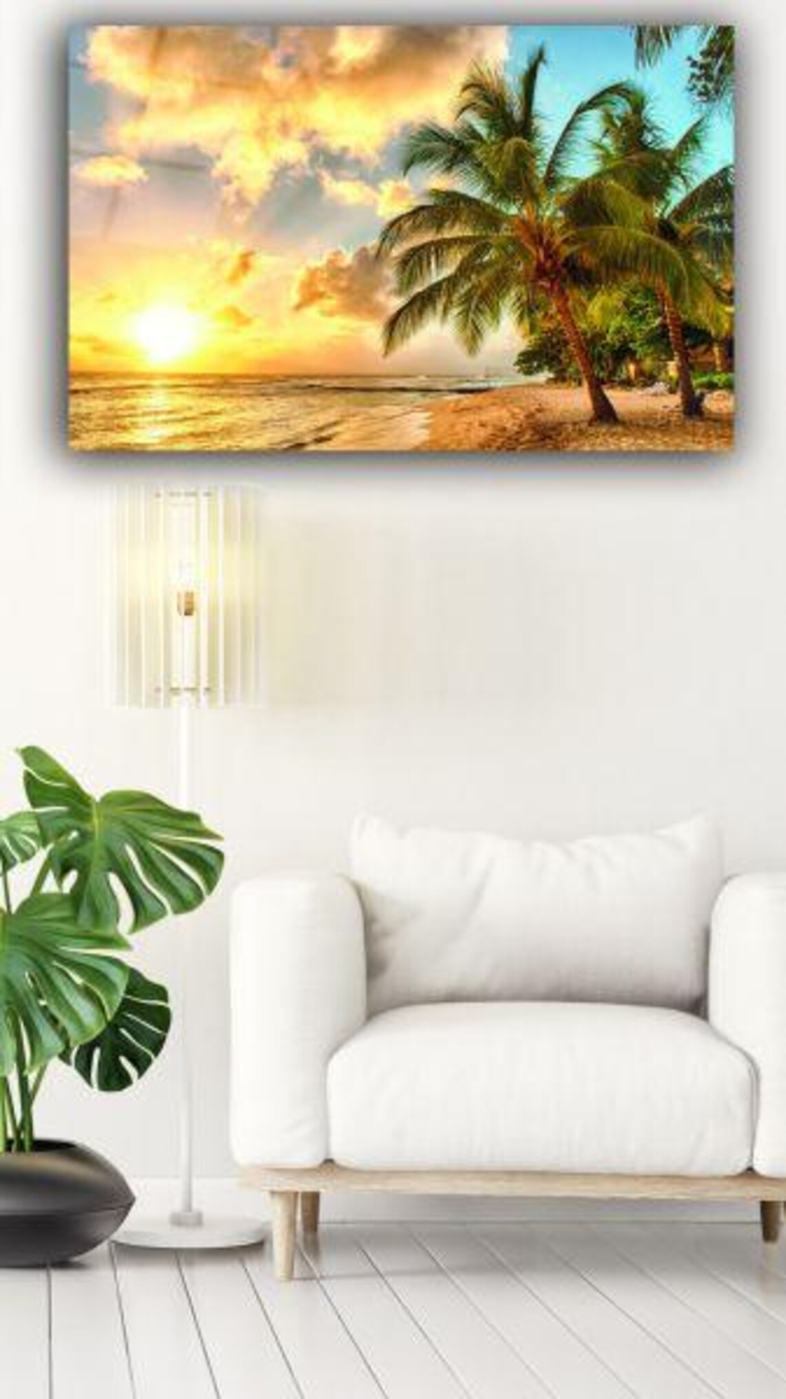 Palm Trees On Tropical Island Beach At Golden Sunset Paradise Poster - Image 3