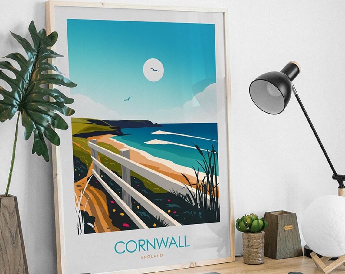 Cornwall Travel Poster, Living Room Art Print - Image 3
