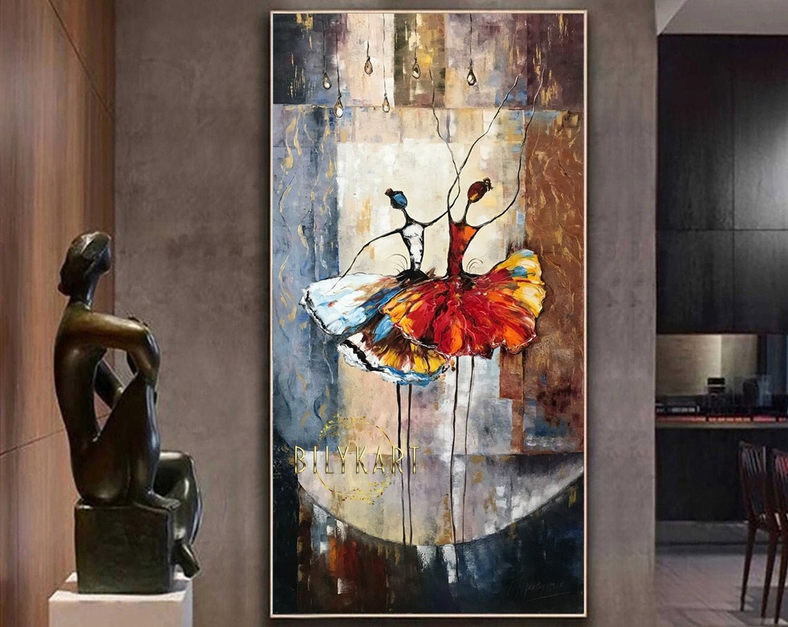Abstract Ballerina Painting Original Ballerina Wall Art Dancing Girl Oil Painting Ballet Themed Art For Kids Room Large Ballerina Painting - Image 3