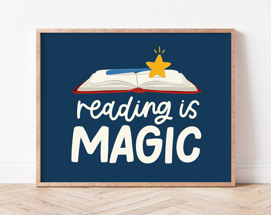 Reading Is Magic Print, Cute Fall Halloween Art Print