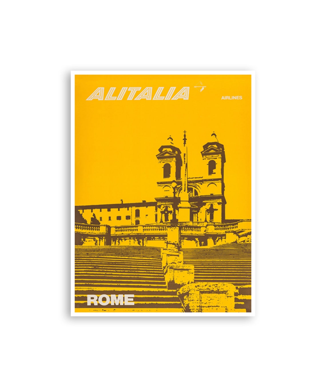 Rome Spanish Steps Alitalia Airlines Bold Yellow Modern Art Poster