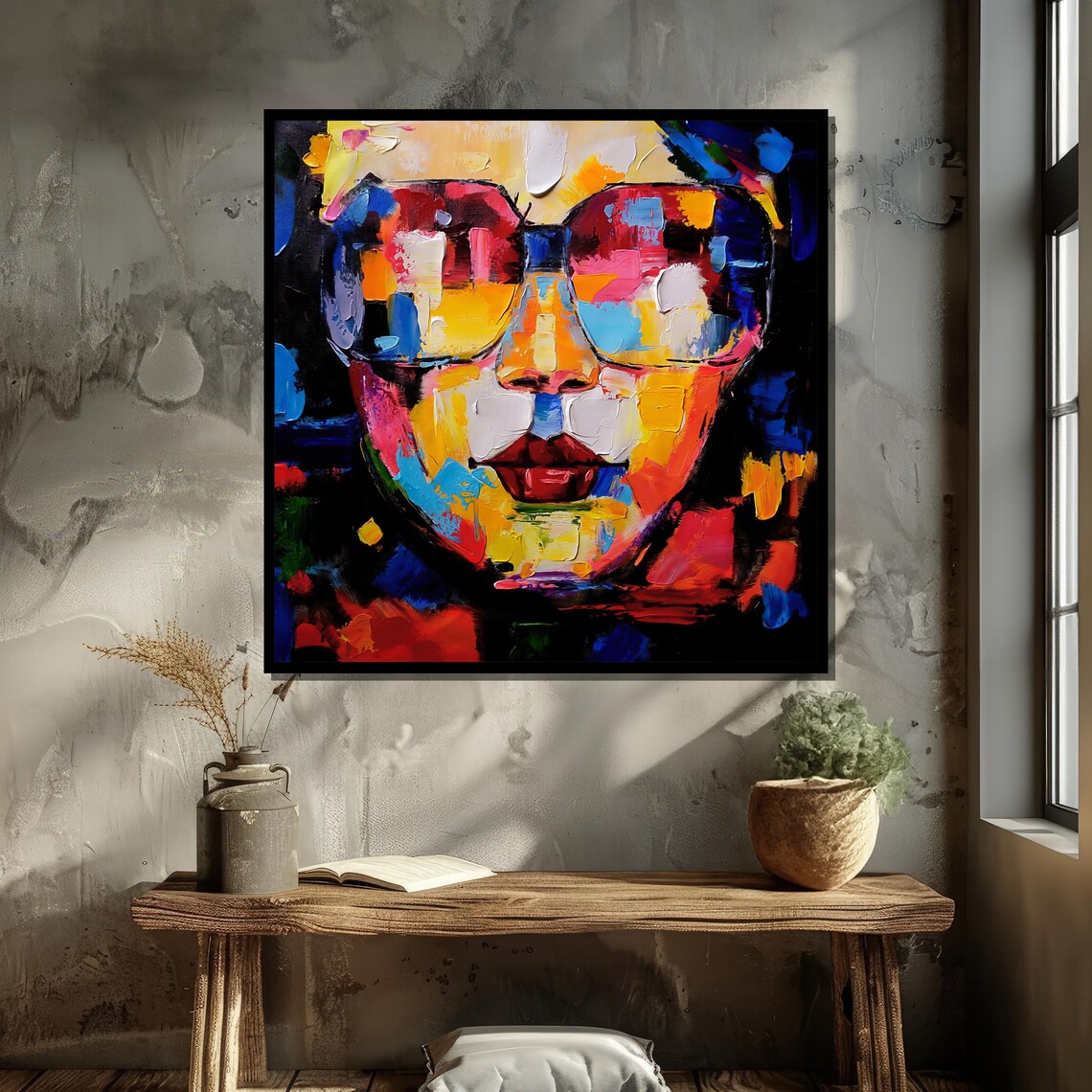 Vibrant Abstract Portrait With Sunglasses, Modern Wall Art - Image 6