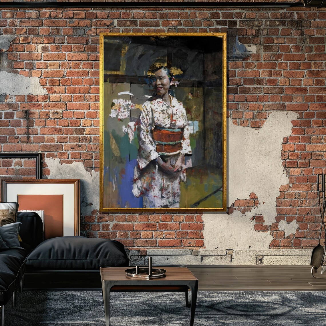 Impressionist Japanese Woman In Kimono, Abstract Portrait - Image 6