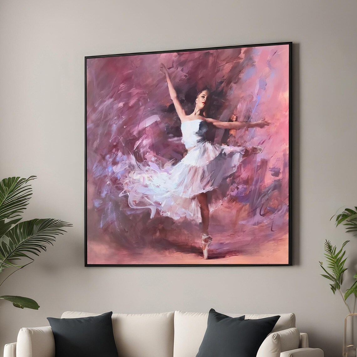 Elegant Ballerina in White, Abstract Dance Art