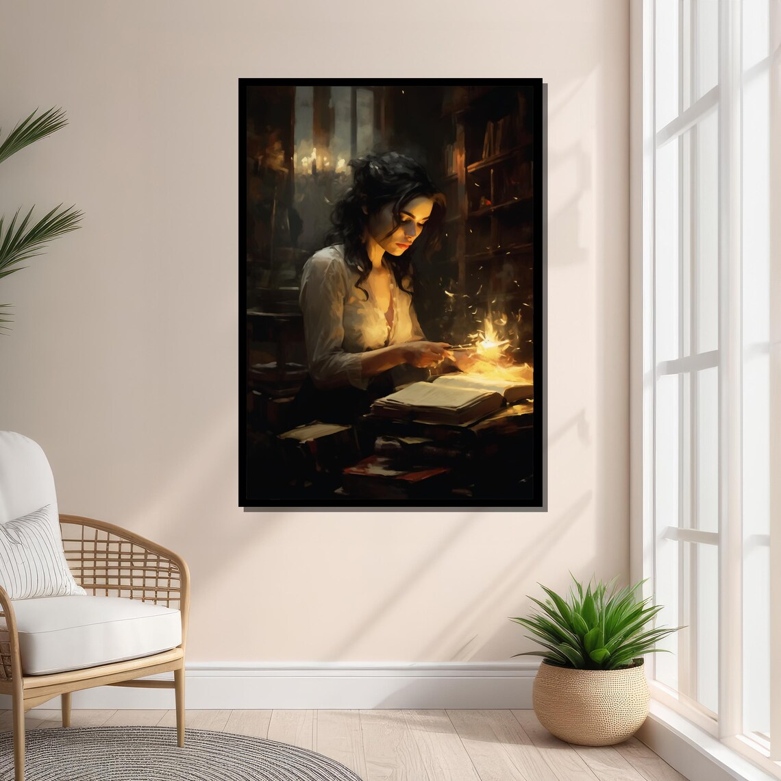 Magical Scholar Art Print, Mystical Library Decor - Image 3