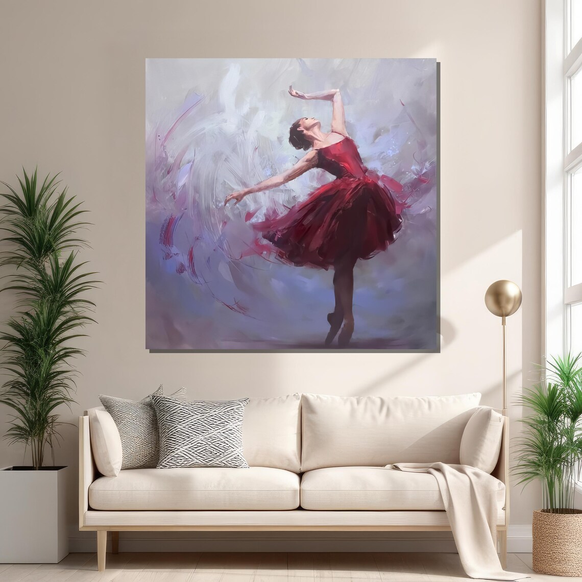 Elegant Ballerina In Red, Graceful Ballet Dance Art - Image 2