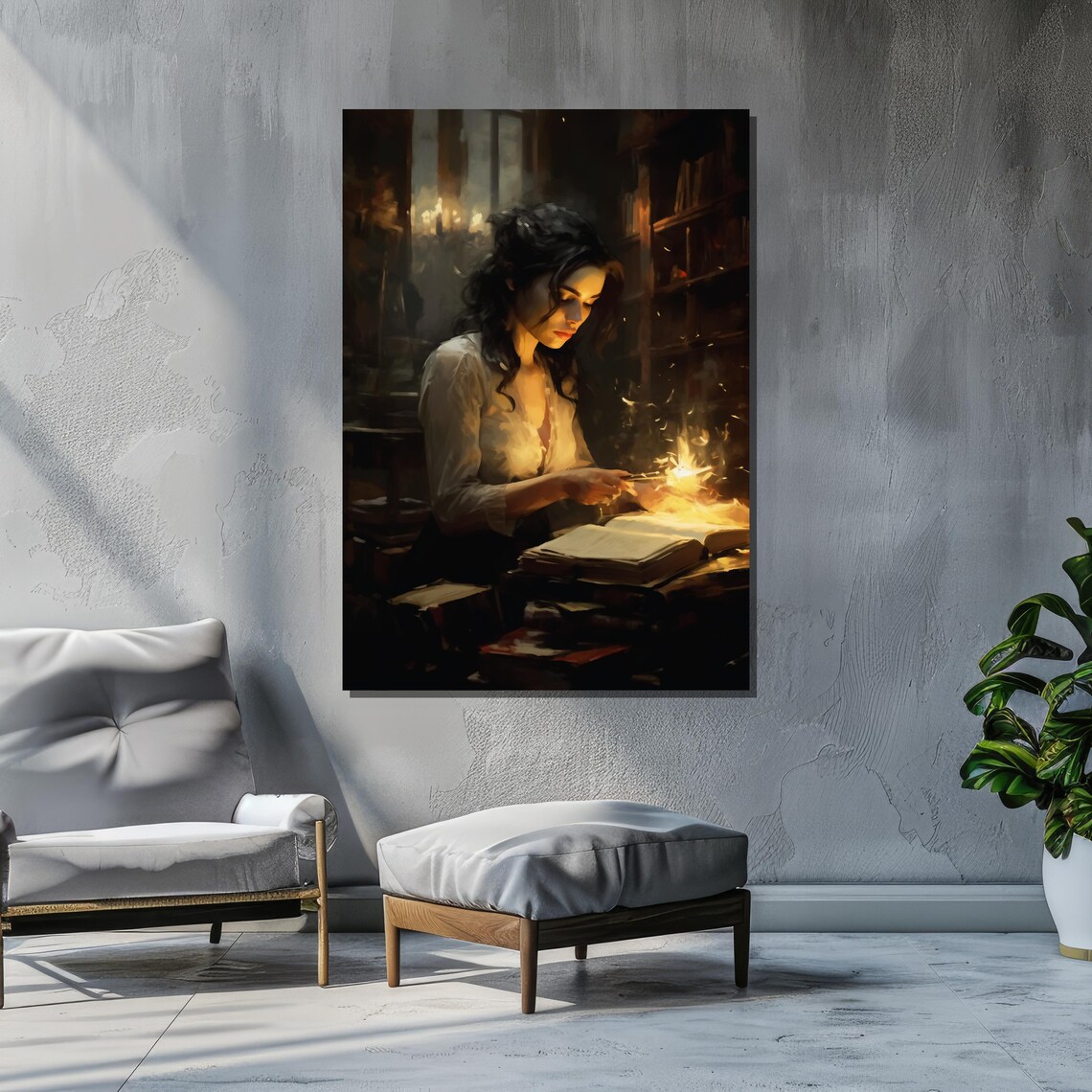 Magical Scholar Art Print, Mystical Library Decor - Image 2