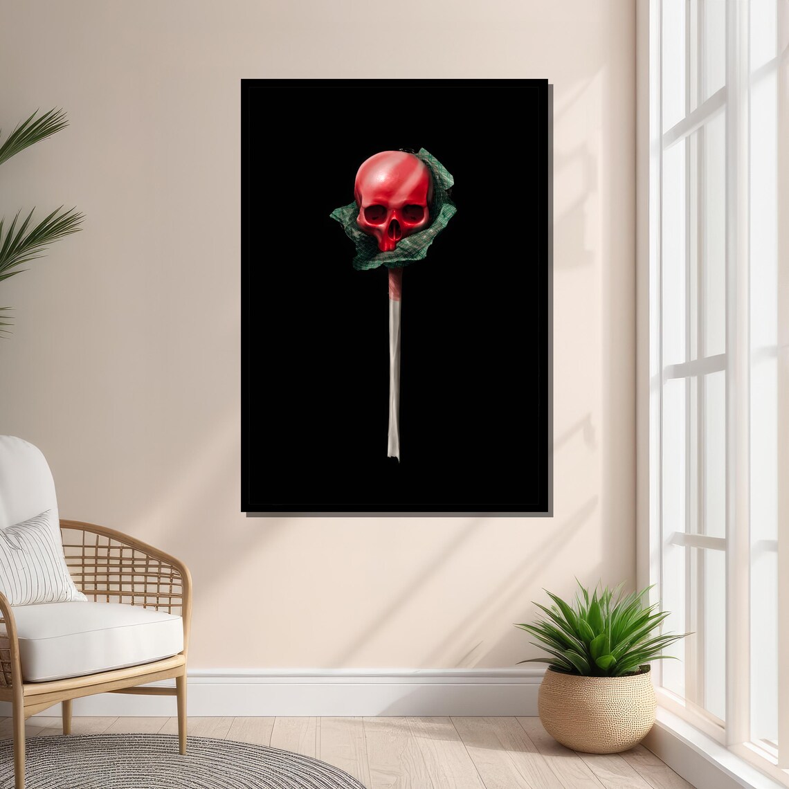 Red Skull Lollipop, Surreal Pop Art Decor - Image 3