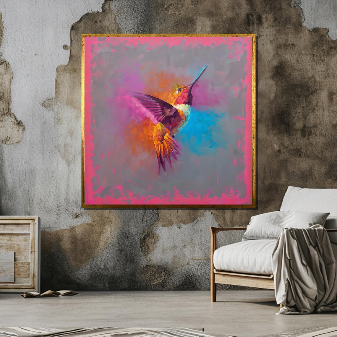 Colorful Hummingbird By Jamel Akib, Abstract Bird Art - Image 6