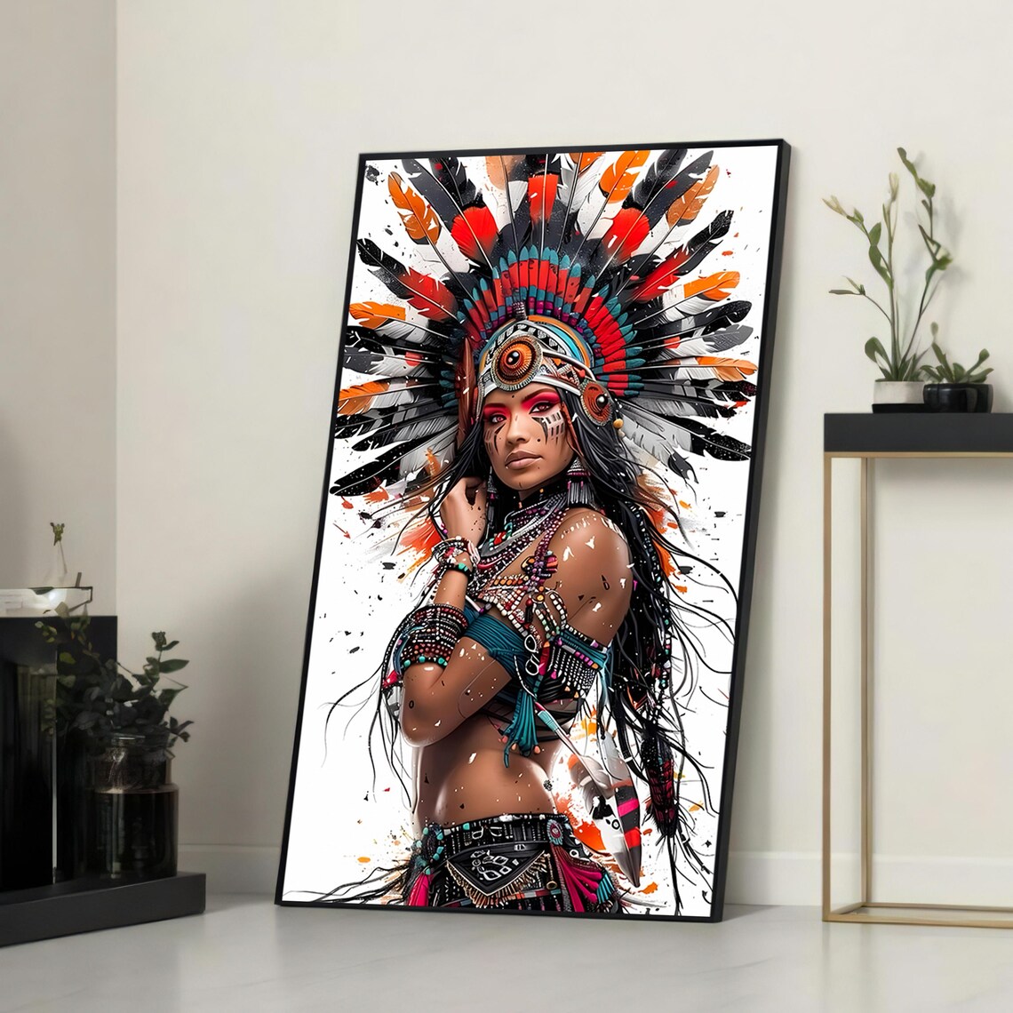 Tribal Woman Portrait, Indigenous-Inspired Art Print