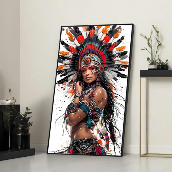 Tribal Woman Portrait, Indigenous-Inspired Art Print