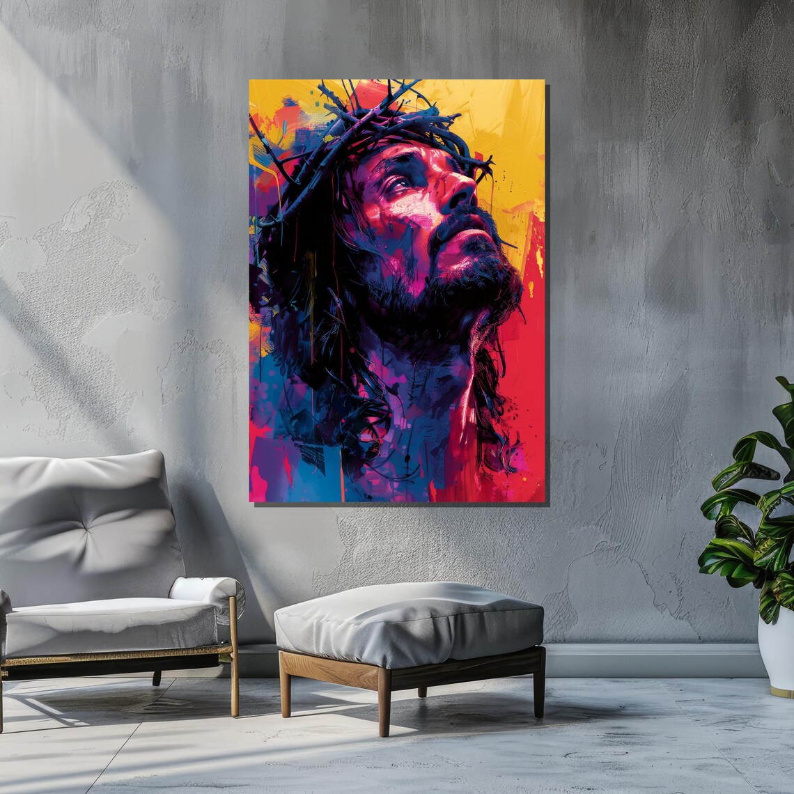 Modern Jesus Christ Expressionist Religious Art - Image 2