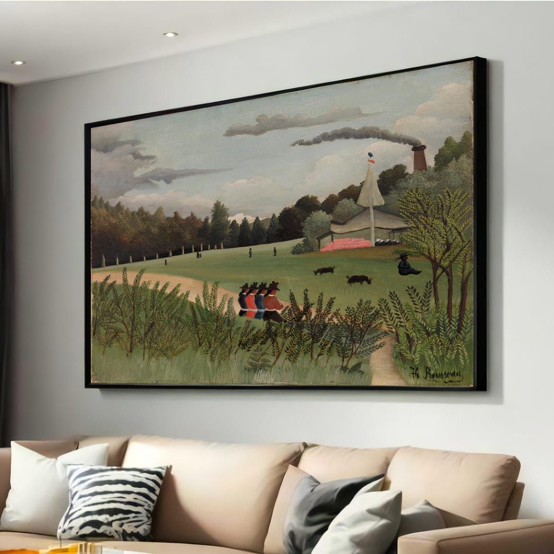 Henri Rousseau Children In Green Field Vintage Landscape Print