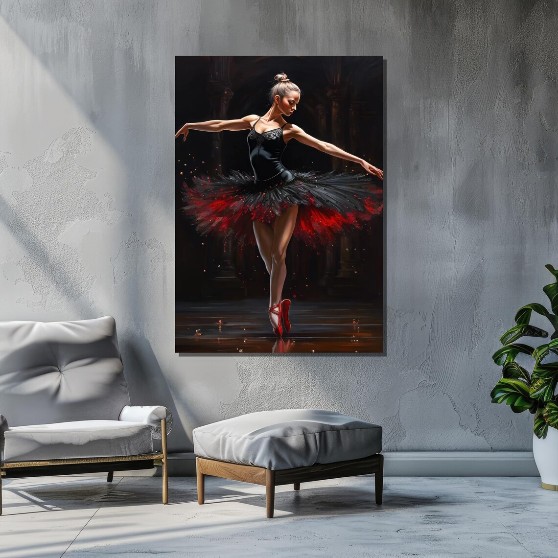 Elegant Ballerina in Black and Red Tutu, Ballet Art - Image 6
