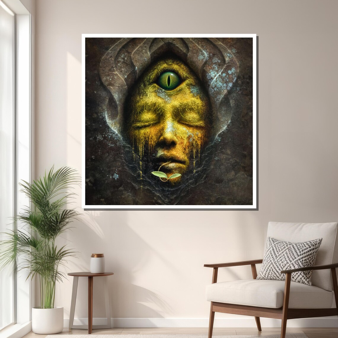 Surreal Face With Third Eye, Mystical Abstract Art - Image 3