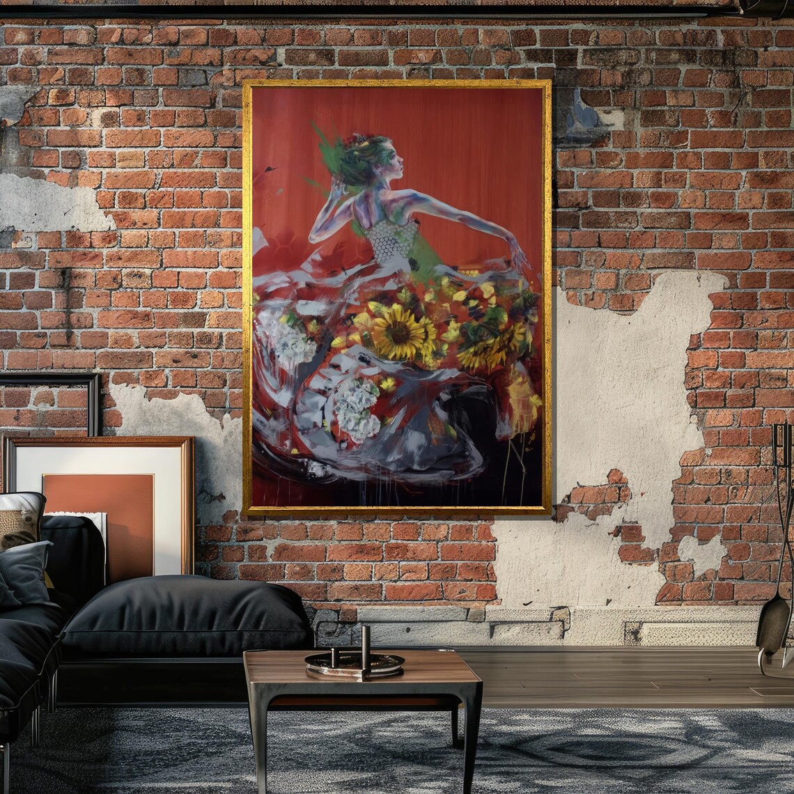 Surreal Woman With Sunflowers, Abstract Nature Decor - Image 5