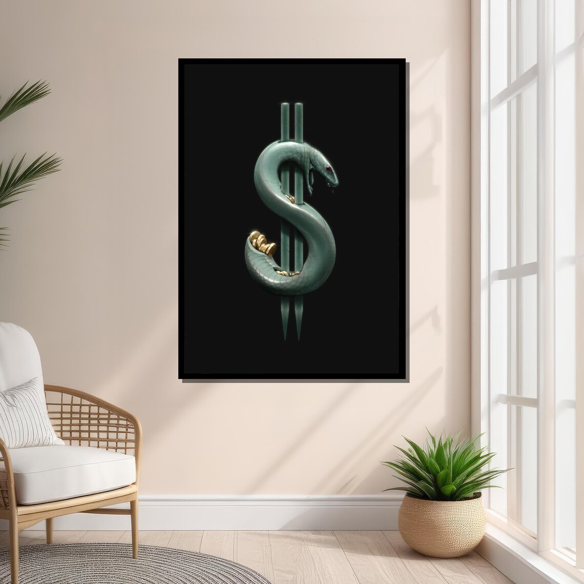 Serpent Wrapped Around Dollar Symbol, Wealth And Power - Image 2