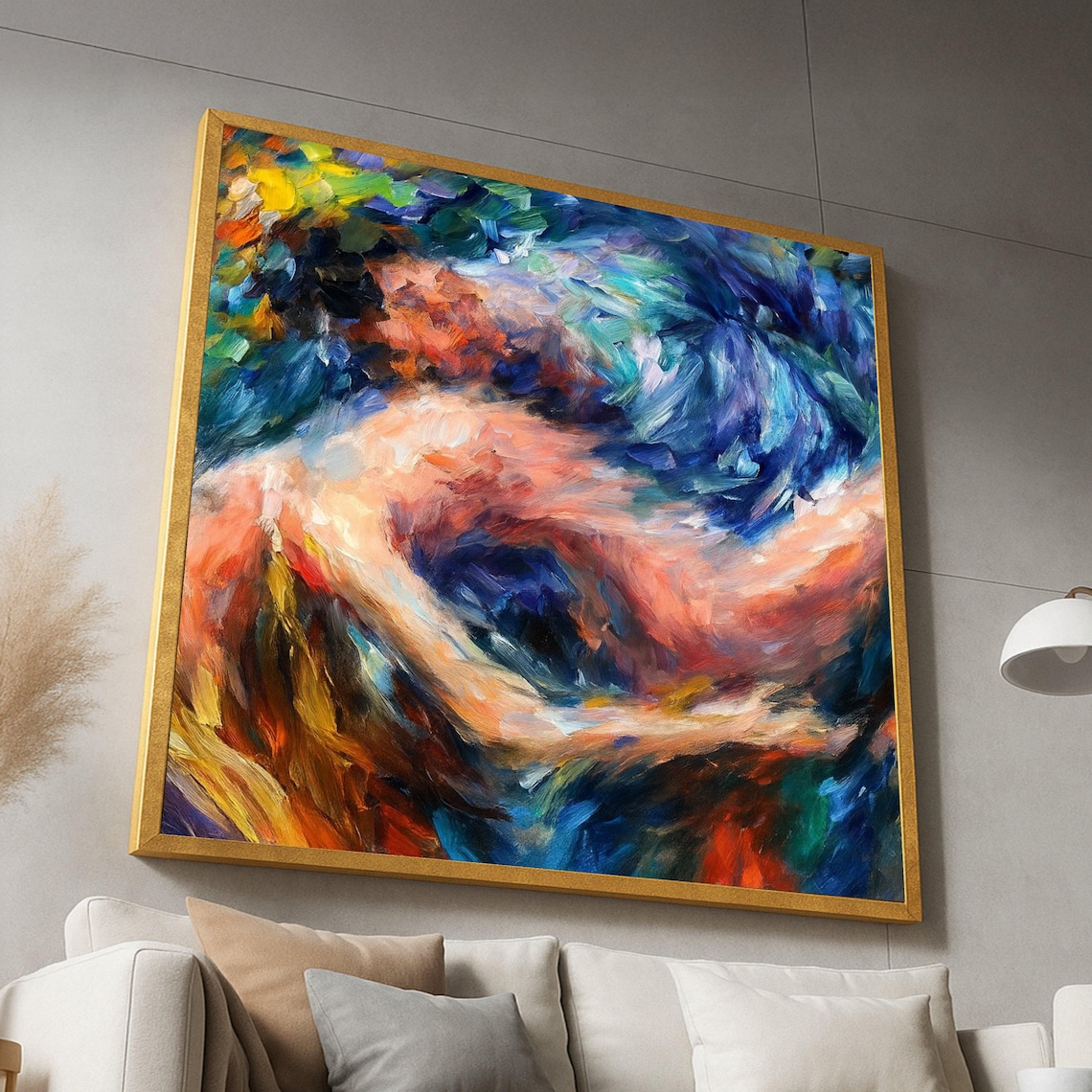 Vibrant Abstract Swirls Wall Art Print, Modern