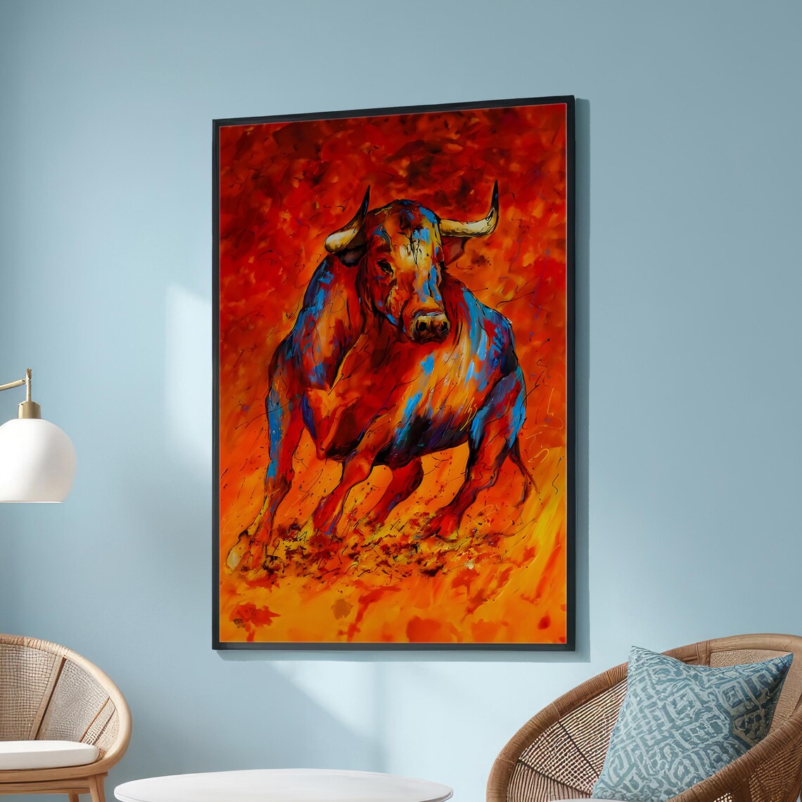 Fiery Bull Art Print, Bold Expressionist Animal - Image 6