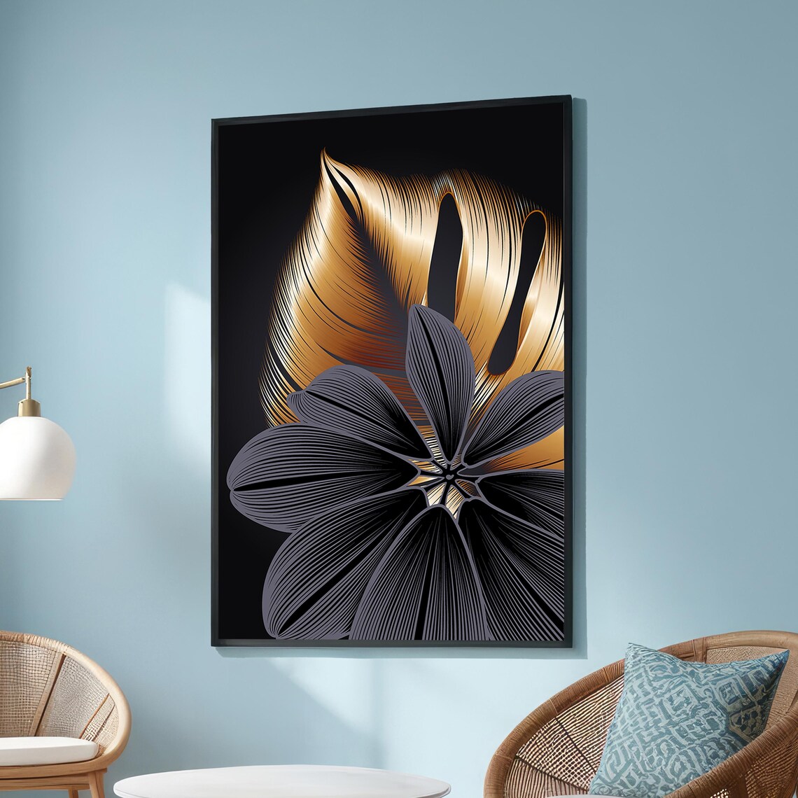 Modern Metallic Gold Flower Poster Print